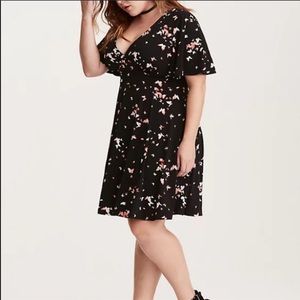 torrid Black Floral Wrap Dress
